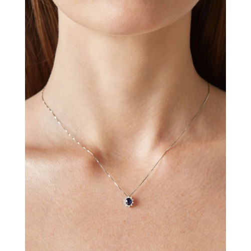 Eternal collana in oro bianco 18KT con zaffiro e diamanti