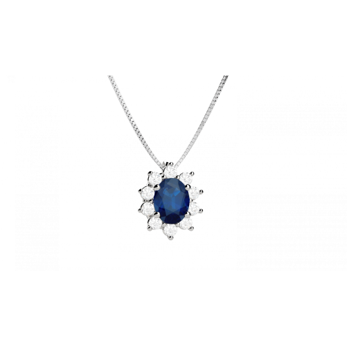 Eternal collana in oro bianco 18KT con zaffiro e diamanti