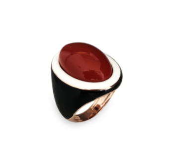 Anello Jazz con smalto bicolore