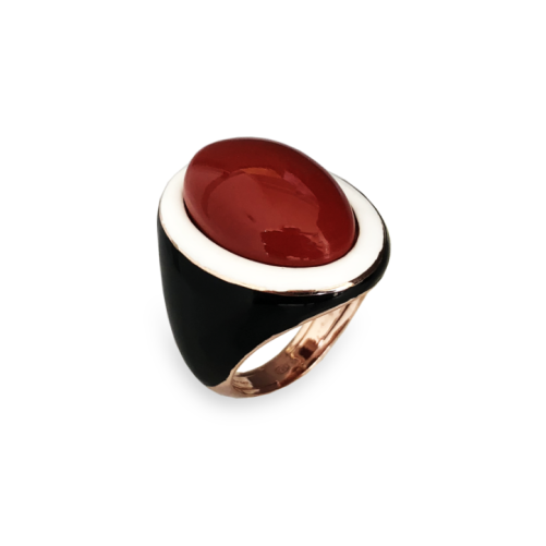 Anello Jazz con smalto bicolore