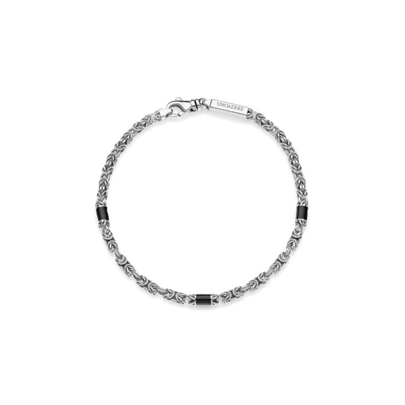 Bracciale uomo in argento e smalto nero