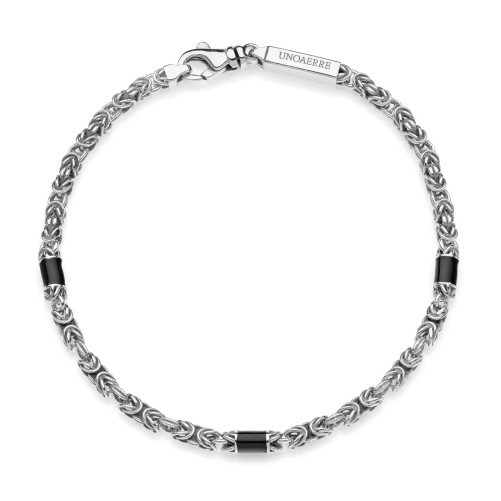 Bracciale uomo in argento e smalto nero