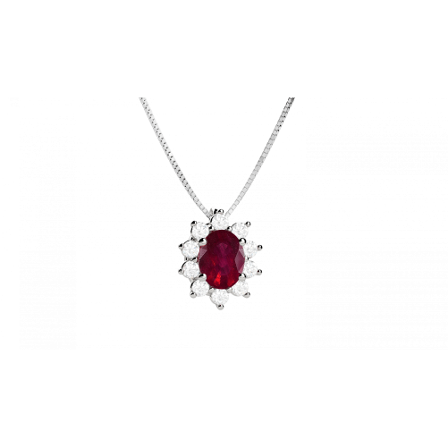 Eternal collana in oro bianco 18KT con rubino e diamanti
