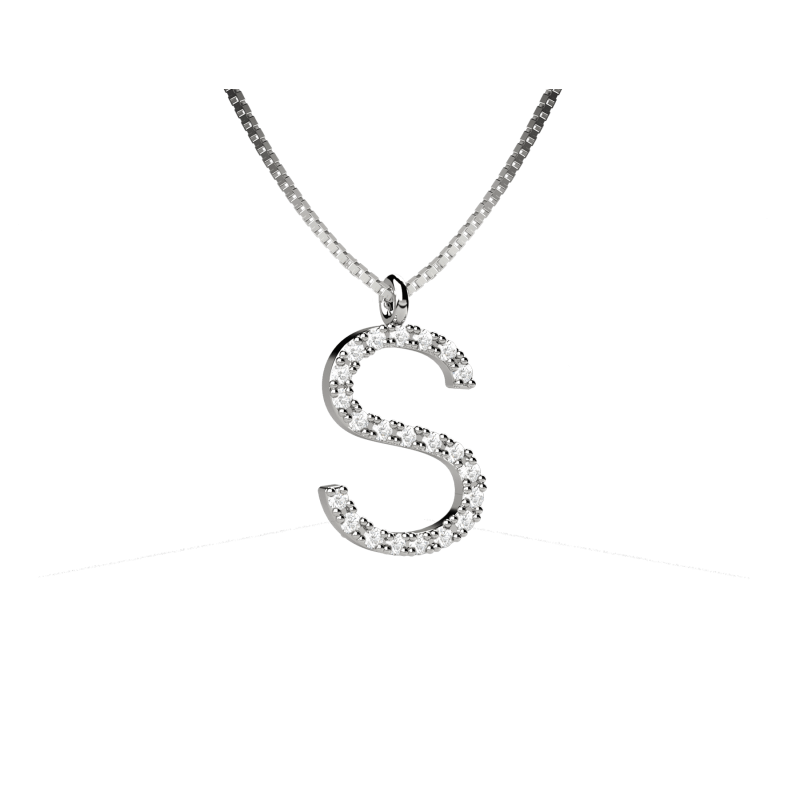 Lighter collana lettera S in Oro 18KT e diamanti