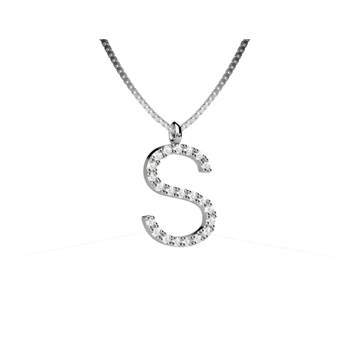 Lighter collana lettera S in Oro 18KT e diamanti