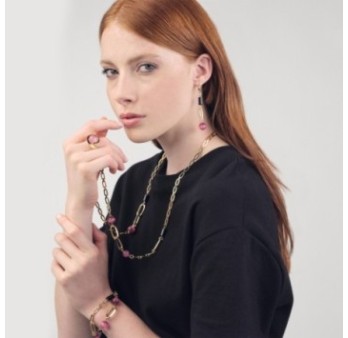Collana Gipsy con sfere rosa