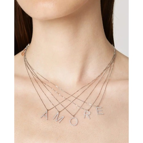 Lighter collana lettera S in Oro 18KT e diamanti