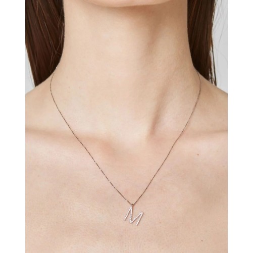 Lighter collana lettera M in Oro 18KT e diamanti