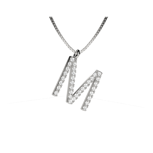 Lighter collana lettera M in Oro 18KT e diamanti