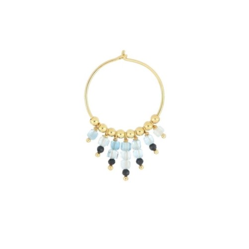 ORECCHINO CERCHIO 19MM ACQUAMARINA E SPINELLO