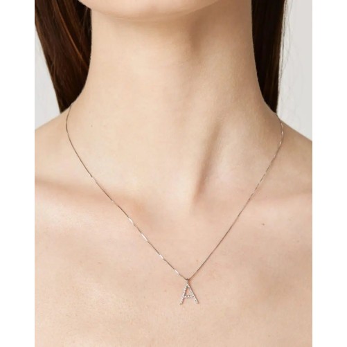 Lighter collana lettera A in Oro 18KT e diamanti
