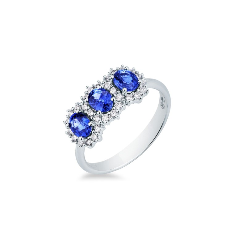Anello MIRCO VISCONTI in oro bianco con zaffiri e diamanti