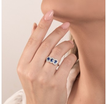 Anello MIRCO VISCONTI in oro bianco con zaffiri e diamanti