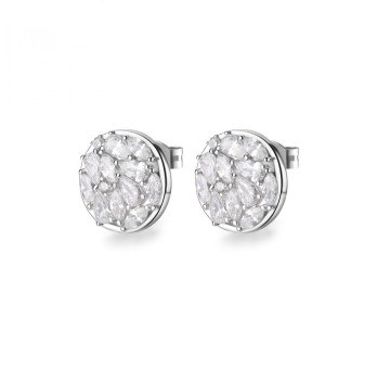 Orecchini lobo in argento 925‰, 26 cubic zirconia bianchi