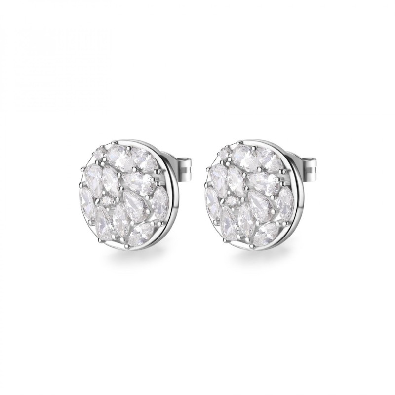 Orecchini lobo in argento 925‰, 26 cubic zirconia bianchi