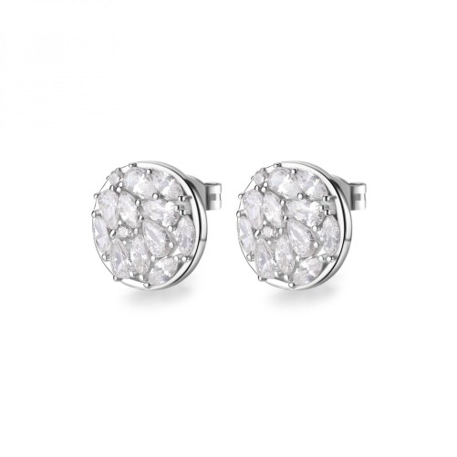 Orecchini lobo in argento 925‰, 26 cubic zirconia bianchi