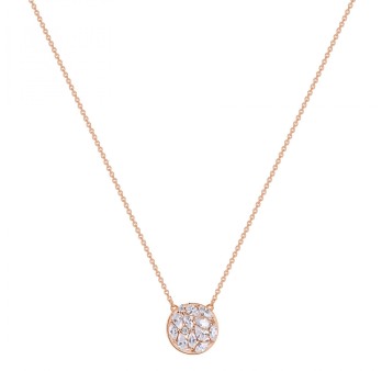 Collana corta in argento 925‰, placcatura oro rosa, 13 cubic zirconia bianchi