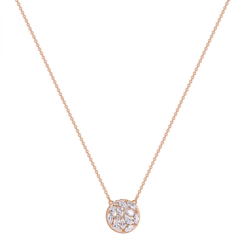 Collana corta in argento 925‰, placcatura oro rosa, 13 cubic zirconia bianchi