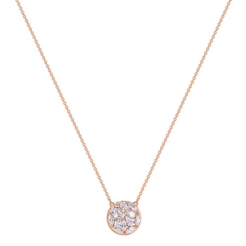 Collana corta in argento 925‰, placcatura oro rosa, 13 cubic zirconia bianchi