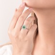 Anello MIRCO VISCONTI con Smeraldo Ottagonale e Diamanti in Oro Bianco