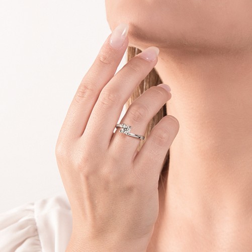 Anello MIRCO VISCONTI Solitario con Diamante in Oro Bianco