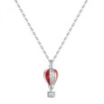 Collana corta in argento 925‰ con pendente a forma di mongolfiera, smalti colorati, 28 cubic zirconia bianchi