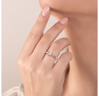 Anello MIRCO VISCONTI Solitario con Diamante in Oro Bianco