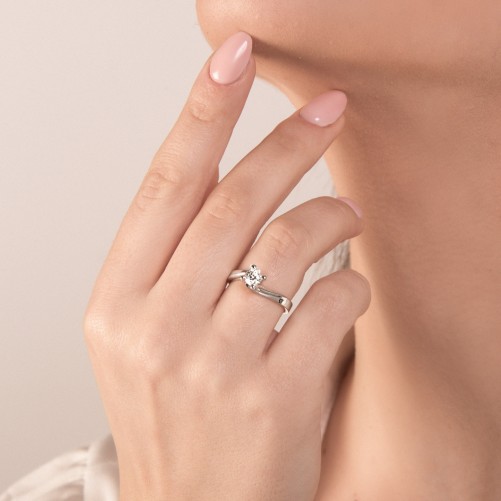 Anello MIRCO VISCONTI Solitario con Diamante in Oro Bianco