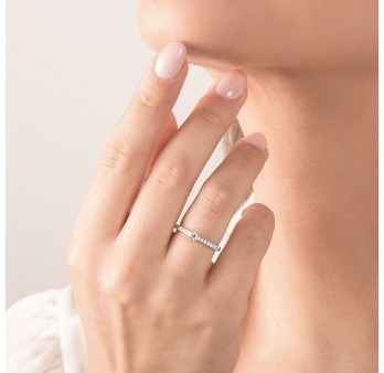 Anello MIRCO VISCONTI Solitario con Diamante in Oro Bianco