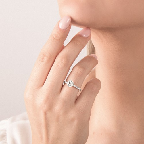 Anello MIRCO VISCONTI Solitario con Diamante in Oro Bianco