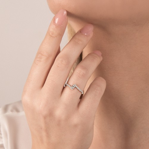 Anello MIRCO VISCONTI Solitario con Diamante in Oro Bianco