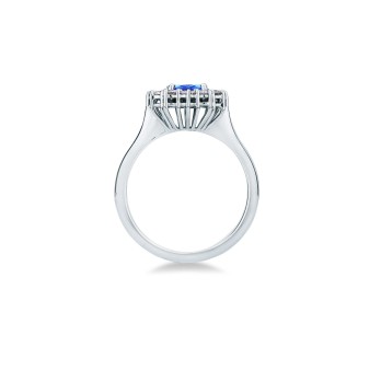 Anello MIRCO VISCONTI con Zaffiro Ovale e Diamanti in Oro Bianco