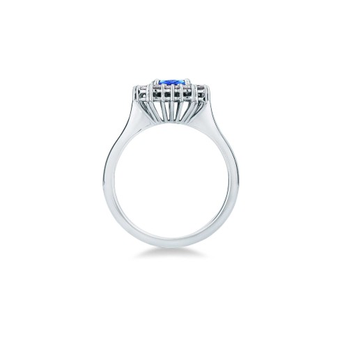 Anello MIRCO VISCONTI con Zaffiro Ovale e Diamanti in Oro Bianco