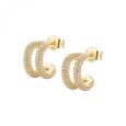 Orecchini cerchietto in argento 925‰, placcatura oro giallo, 298 cubic zirconia bianchi