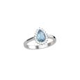 Anello goccia in oro bianco con acquamarina e diamanti