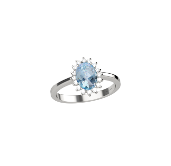 Anello in oro bianco con acquamarina e diamanti
