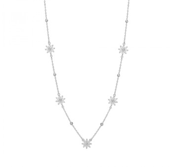 Collana corta in argento 925‰, 40 cubic zirconia bianchi