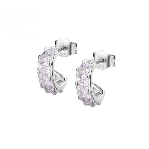 Orecchini cerchietto in argento 925‰, 22 cubic zirconia bianchi