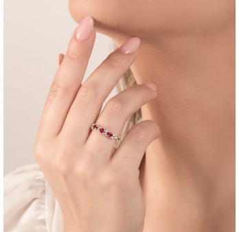 Anello MIRCO VISCONTI con Rubini e Diamanti in Oro Bianco