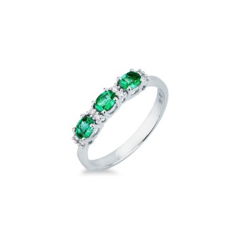 Anello MIRCO VISCONTI con Smeraldi e Diamanti in Oro Bianco