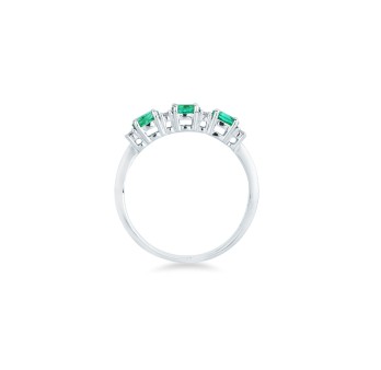 Anello MIRCO VISCONTI con Smeraldi e Diamanti in Oro Bianco
