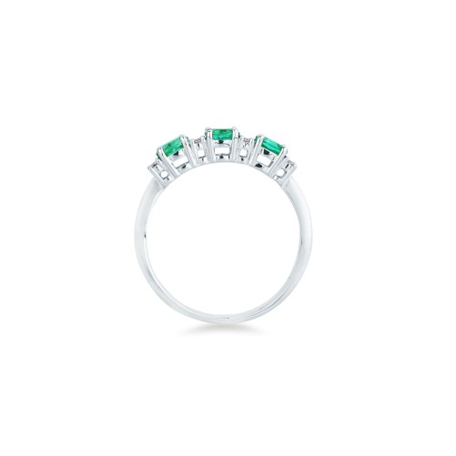 Anello MIRCO VISCONTI con Smeraldi e Diamanti in Oro Bianco