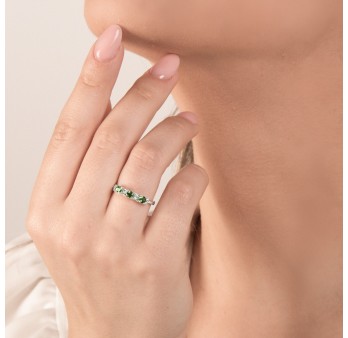 Anello MIRCO VISCONTI con Smeraldi e Diamanti in Oro Bianco