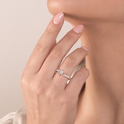 Anello Solitario  MIRCO VISCONTI con Diamante in Oro Bianco