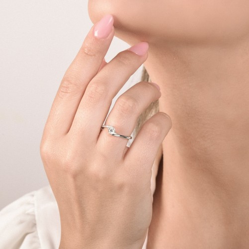 Anello Solitario MIRCO VISCONTI con Diamante in Oro Bianco
