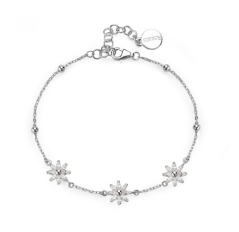 Bracciale morbido in argento 925‰, 24 cubic zirconia bianchi