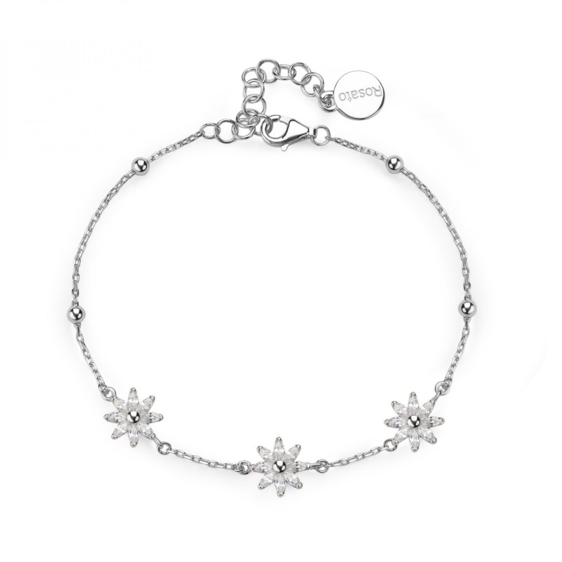 Bracciale morbido in argento 925‰, 24 cubic zirconia bianchi