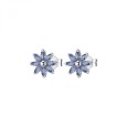 Orecchini con fiore a lobo in argento 925‰, 16 cubic zirconia blu
