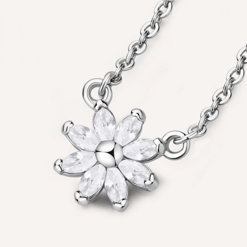 Collana corta in argento 925‰, 8 cubic zirconia bianchi