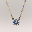 Collana corta in argento 925‰, placcatura oro giallo, 8 cubic zirconia blu